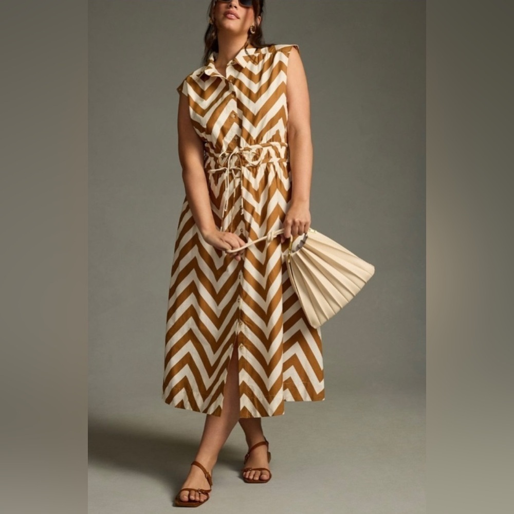 Maeve Sleeveless Shirt Dress by Anthropologie Cedar Size XSP EUC